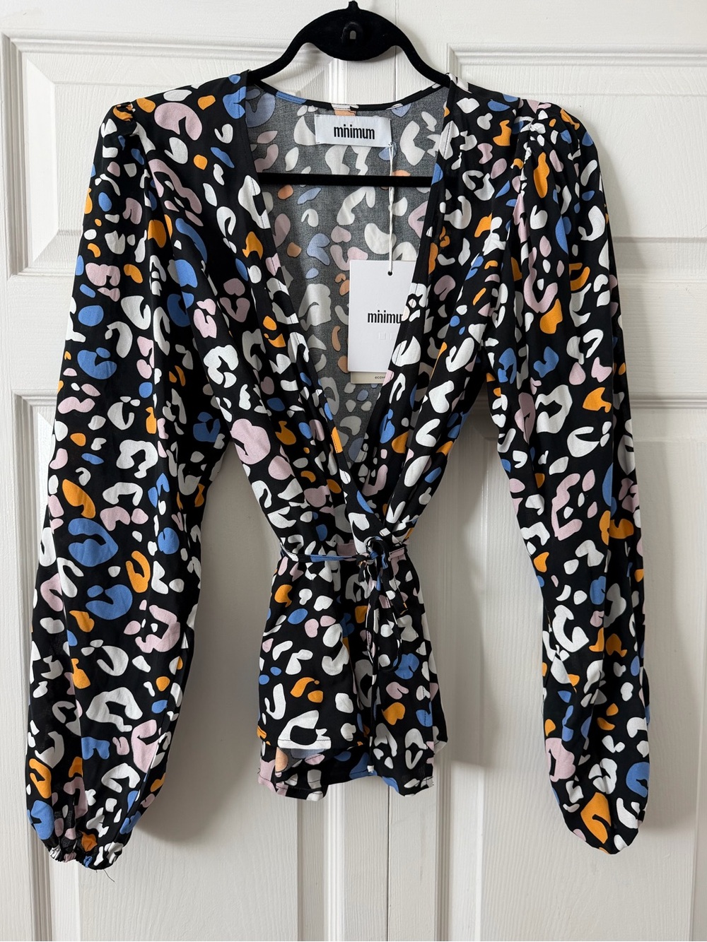 Minimum Black Wrap Top with Print